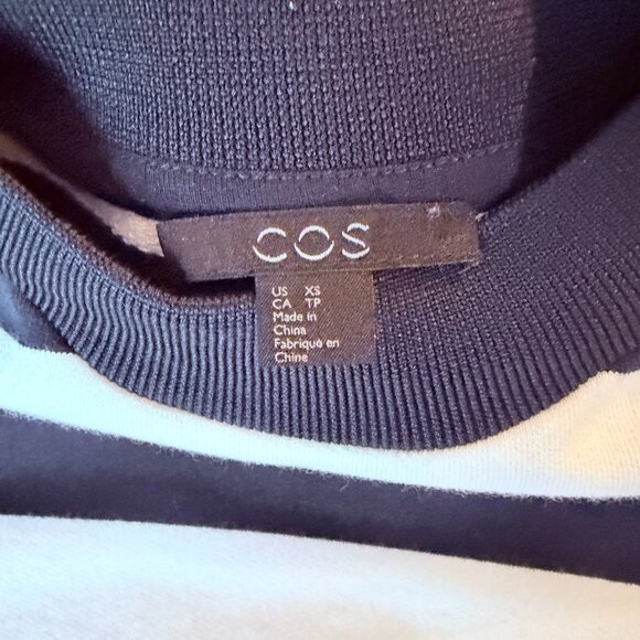 COS Women's Navy Blue & White Stripe Sweater - Size XS - Picture 4 of 9